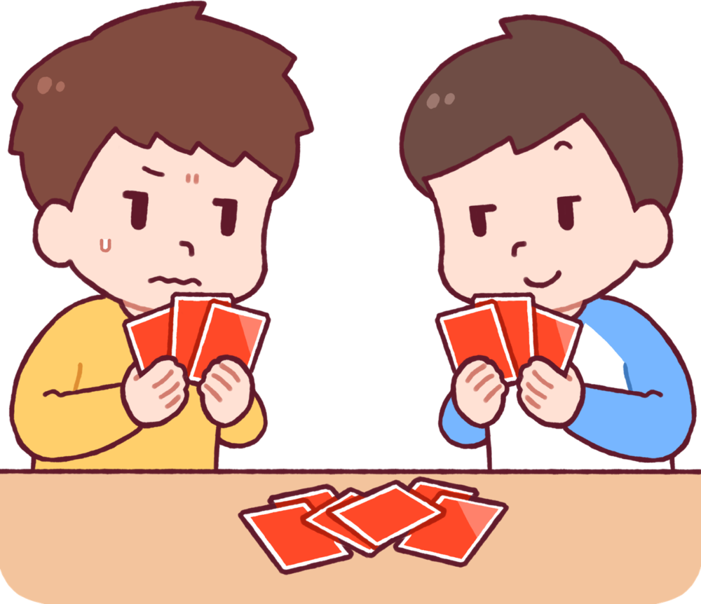カードゲームで遊ぶ子供